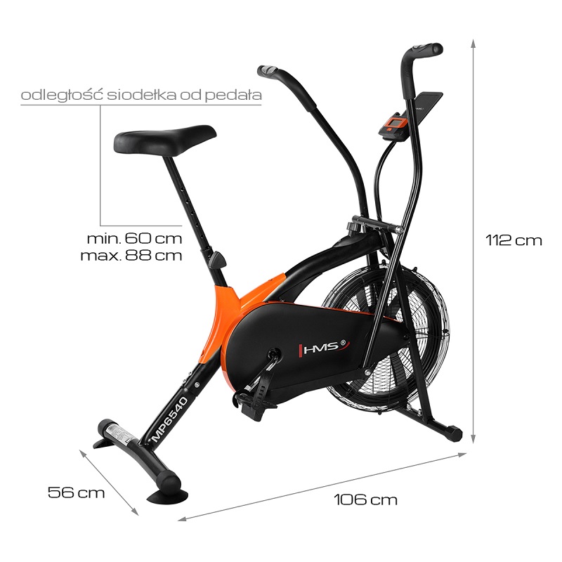 Rower stacjonarny powietrzny MP6540 HMS - wymiary