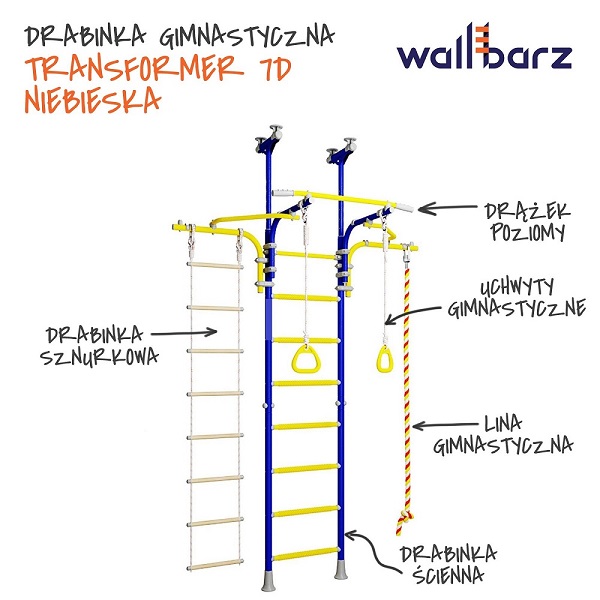 drabinka gimnastyczna Wallbarz transformer 7D niebieska 