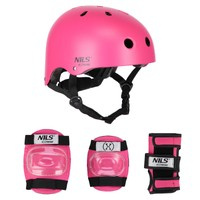 Zestaw kask MR290 + Ochraniacze H230 różowy Nils Extreme
