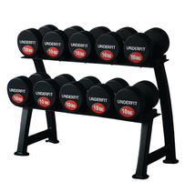 Zestaw hantli gumowanych 2 x 6-30 kg 5 par (182 kg) UNDERFIT + stojak