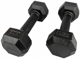 Zestaw hantli żeliwnych hexagonalnych HEX 2 x 5 kg