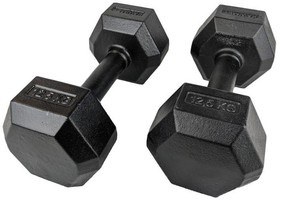 Zestaw hantli żeliwnych hexagonalnych HEX 2 x 12,5 kg