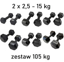Zestaw hantli żeliwnych hex 2 x 2,5-15 kg (105 kg)