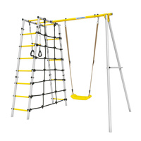 Plac zabaw DO OGRODU DONE + plastikowe siedzisko | siatka, drabinki, kółka, trapez