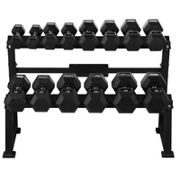 Zestaw hantli HEX 2 x 5-30 kg 7 par (245 kg) UNDERFIT + stojak Siłownia