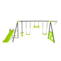 Plac zabaw do ogrodu Deluxe Max – metalowy, huśtawki, zjeżdżalnia, kosz