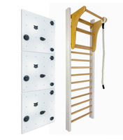 Drabinka gimnastyczna LEON 250x80 biała + drążek + ścianka wspinaczkowa