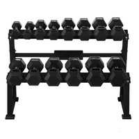 Zestaw hantli HEX 2 x 2,5-30 kg 7 par (215 kg) UNDERFIT + stojak Siłownia