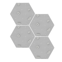 Ścianka wspinaczkowa sześciokątna 4x szara płyta + 20 szarych uchwytów