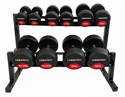 Zestaw hantli gumowanych 2 x 5-15 kg 5 par (100 kg) UNDERFIT + stojak