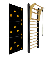 Drabinka gimnastyczna LEON 240x80 czarna + drążek + ścianka wspinaczkowa