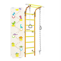 Drabinka gimnastyczna Next 1 pomarańczowa + ścianka Dino 225 cm + huśtawka