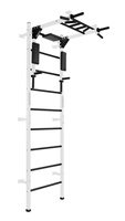 Drabinka gimnastyczna Profi biała + drążek i poręcze do dipów 2w1 | 250 kg