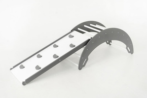 Plac zabaw do domu Moon Plus | biało-szary | Bujak + zjeżdżalnia 2w1