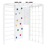 Drabinka gimnastyczna narożna biała Karussell Plus drewniany zestaw do ćwiczeń